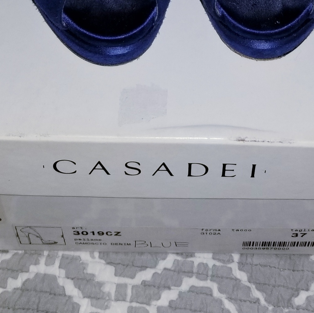 Casadei Blue Suede Platform Peekaboo Pumps - Picture 6 of 7